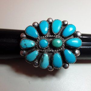 Sterling and Turqioise Petit Point Ring